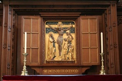 Carved tryptych reredos