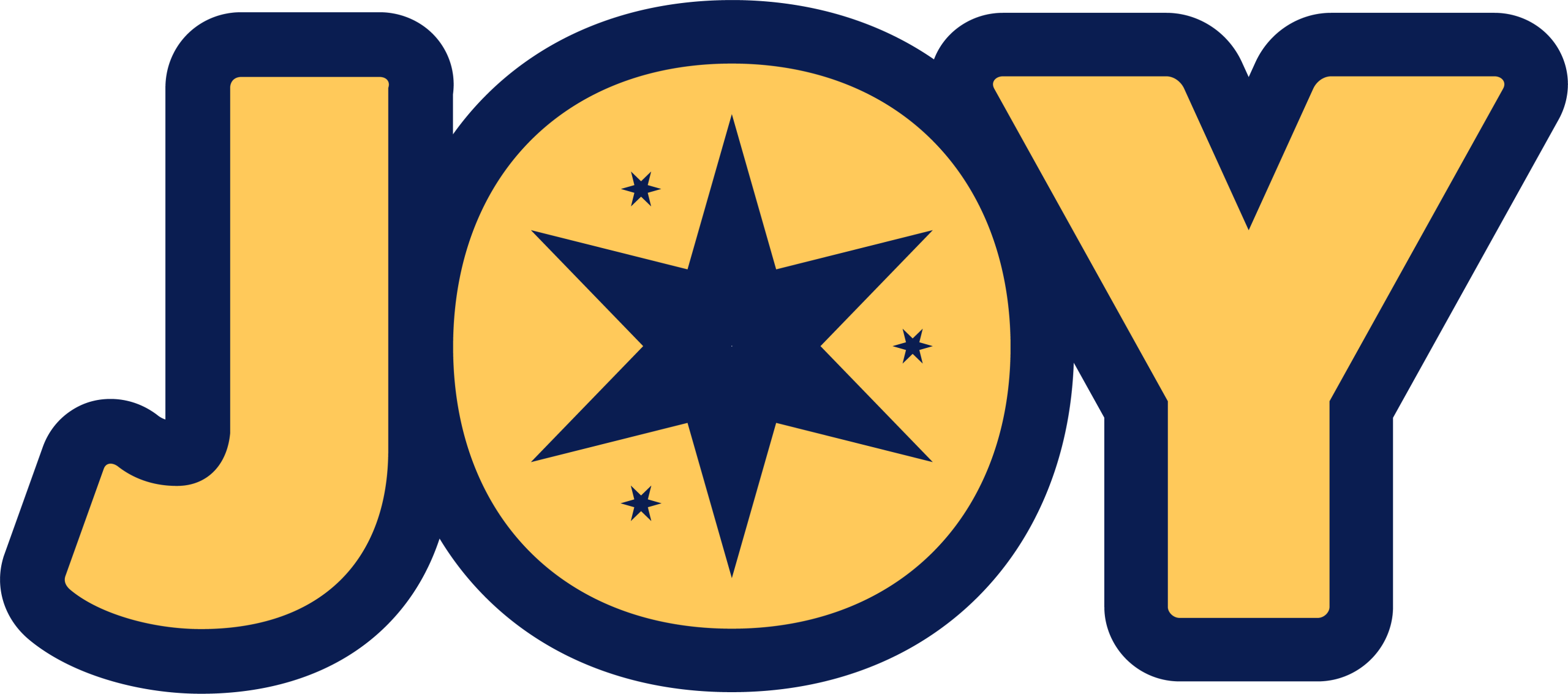 'joy' logo in large yello text